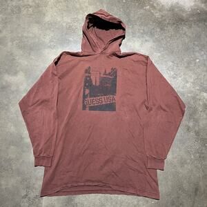 Vintage 90s Guess USA Brown Long Sleeve T-Shirt Hoodie